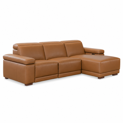 Levanto - Sectionnel inclinable motorisée - Cuir Véritable Cognac