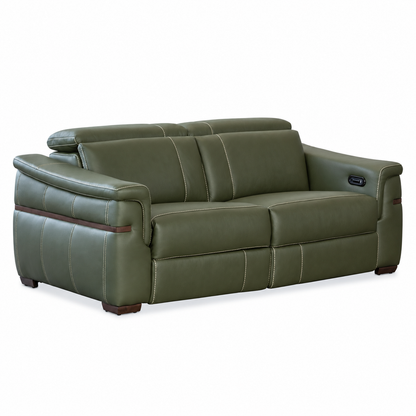 Montello - Causeuse inclinable motorisée - Cuir Véritable Vert