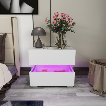 Amélia - Table de chevet avec LED - Blanc