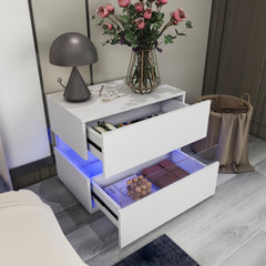 Nightstand with LED - Amélia - White