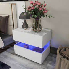 Nightstand with LED - Amélia - White