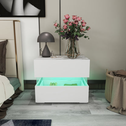 Amélia - Table de chevet avec LED - Blanc