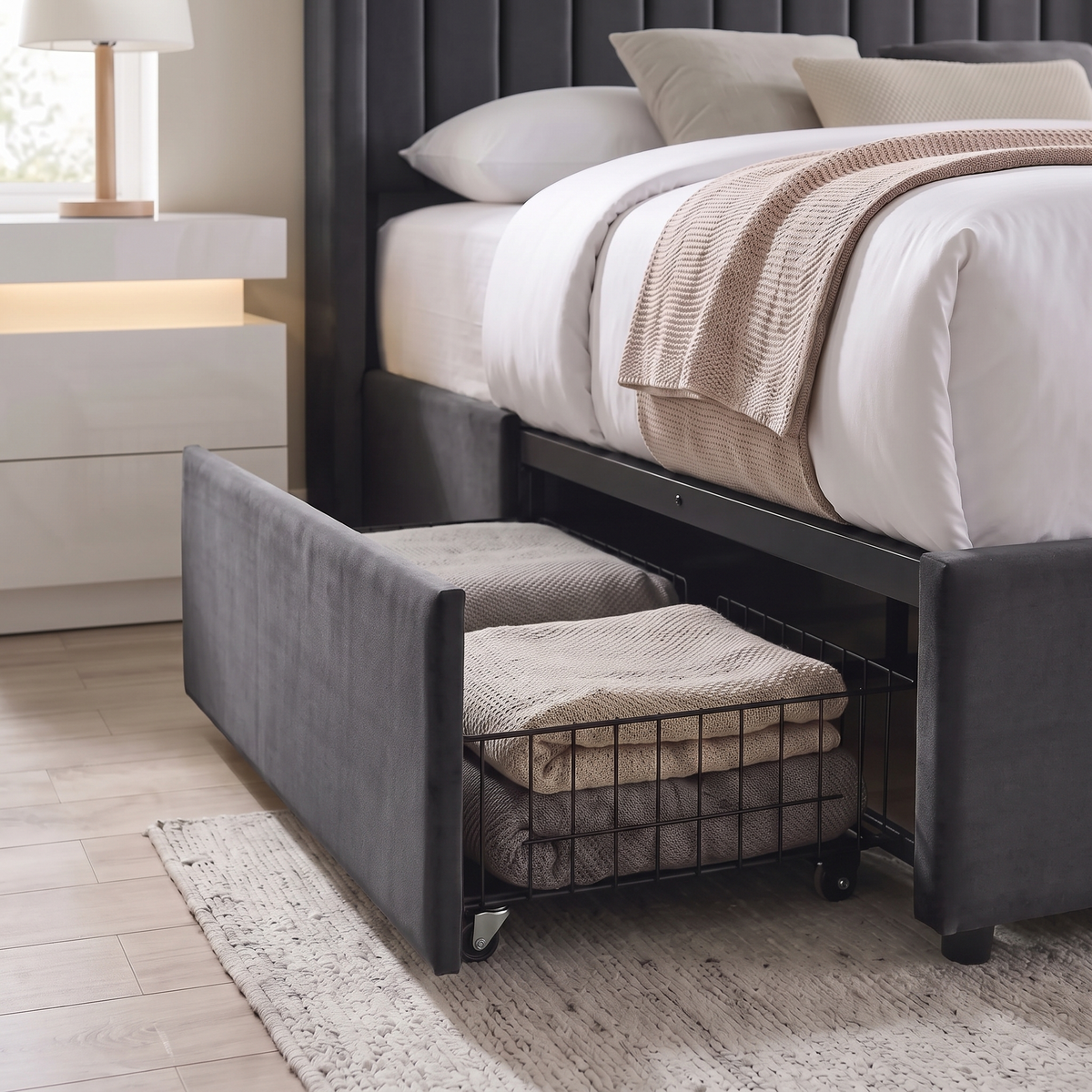 Bena - Full Bed - Grey Velvet