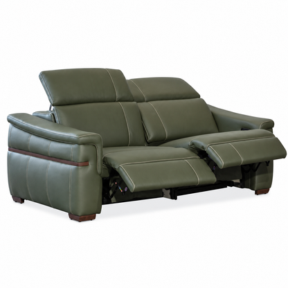 Montello - Causeuse inclinable motorisée - Cuir Véritable Vert