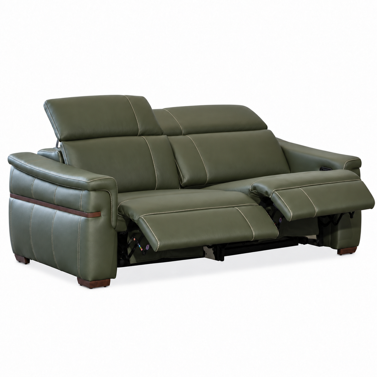 Montello - Sofa Condo inclinable motorisée - Cuir Véritable Vert