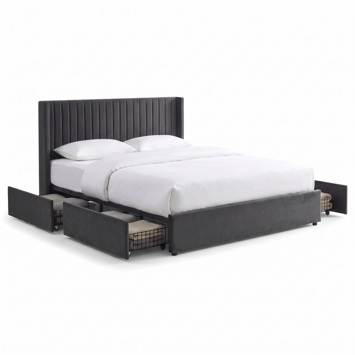 Bena - Full Bed - Grey Velvet
