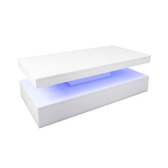 Living Room Table with LED - Glossy White - 47 in