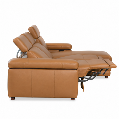 Levanto - Sectionnel inclinable motorisée - Cuir Véritable Cognac