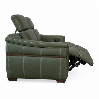 Montello - Causeuse inclinable motorisée - Cuir Véritable Vert