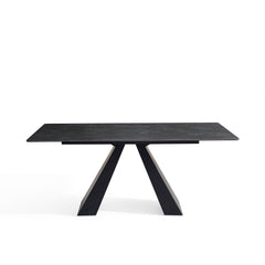 Dining Table - 36"x71" - Dark Gray Ceramic / Black Metal