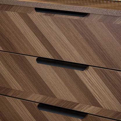 Alvero - Wardrobe - 4 Doors and 3 Drawers - Black and Wood