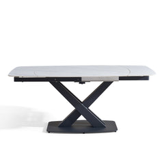 Extendable Dining Table - 33"x 47"-71" - White Ceramic / Black Metal