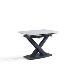 Extendable Dining Table - 33"x 47"-71" - White Ceramic / Black Metal