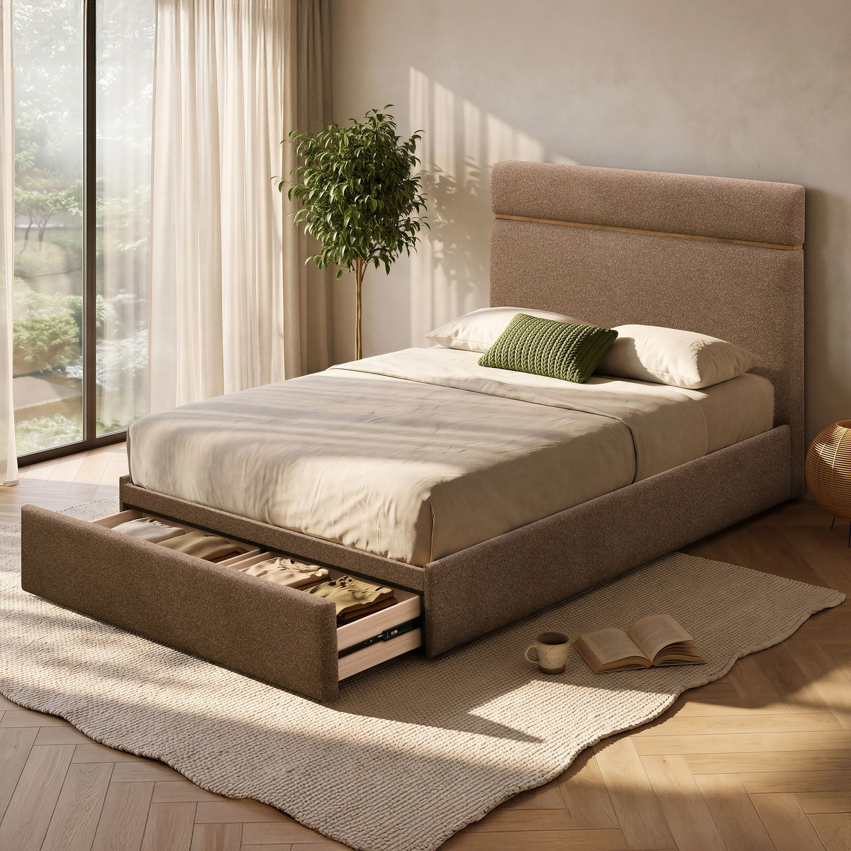 Aniza - Full Bed with Drawer - Brown