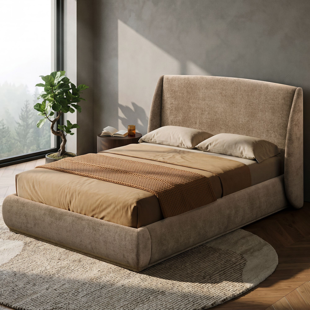 Ursula - Lit King - Beige foncé