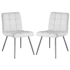Set of 2 chairs / 32"H / White Faux Leather / Metal Chrome