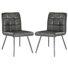 Set of 2 chairs / 32"H / Gray Faux Leather / Metal Chrome