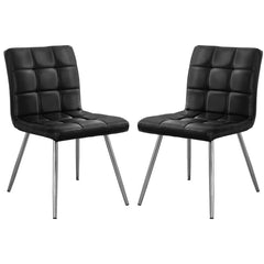 Set of 2 chairs / 32"H / Black Faux Leather / Metal Chrome