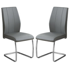 Set of 2 chairs / 39"H / Gray Faux Leather / Chrome
