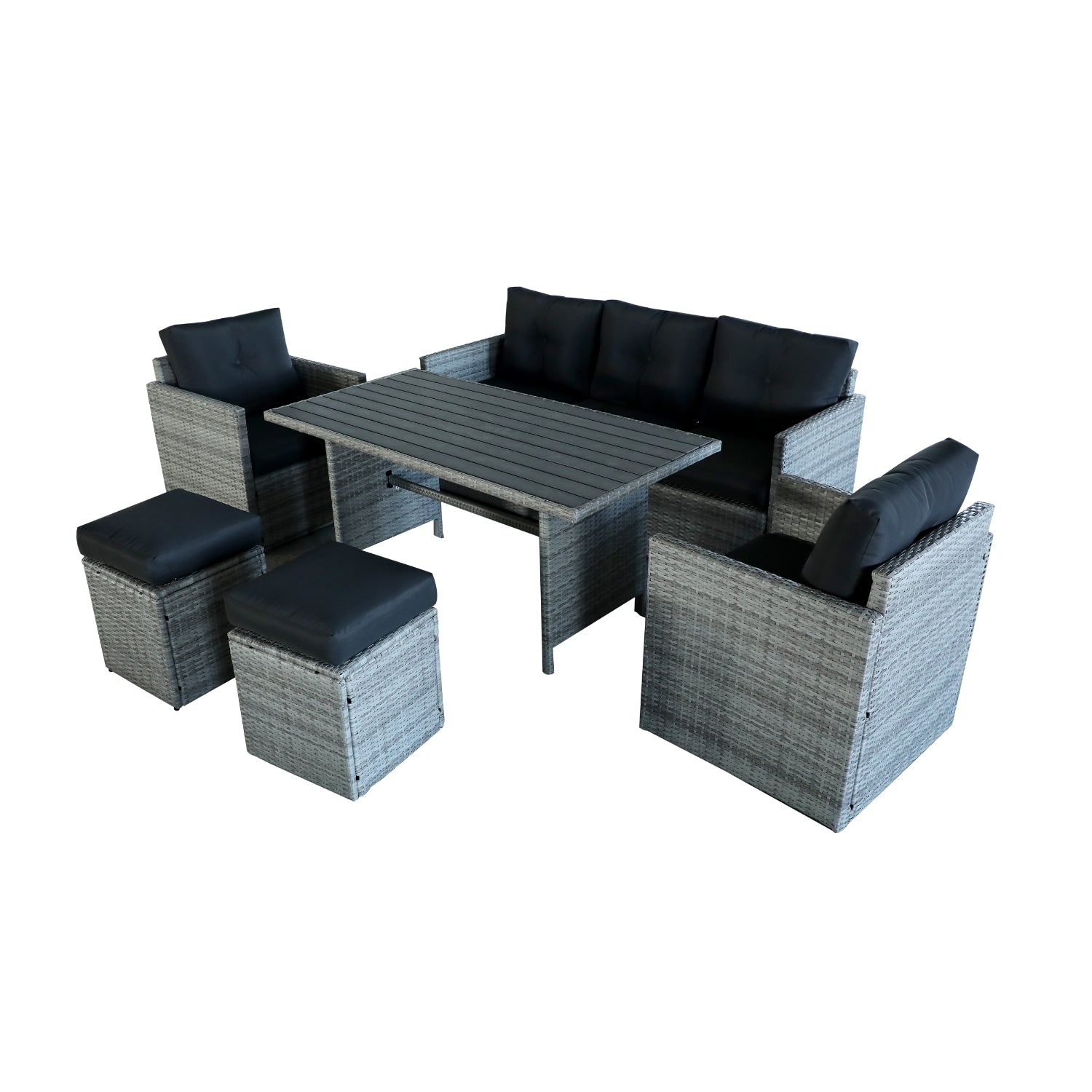 Set de patio Ensemble de patio 6 Morceaux Gris et Noir Meubles