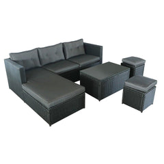 Sectional Patio Set - 5 Piece Patio Set - Gray and Black