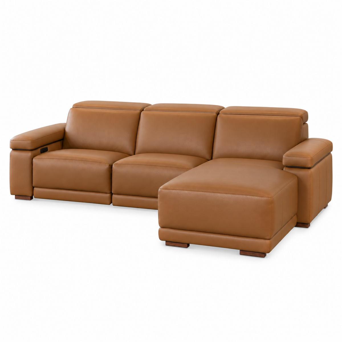 Levanto - Sectionnel inclinable motorisée - Cuir Véritable Cognac