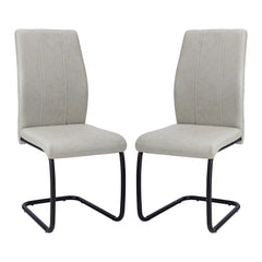 Set of 2 chairs / 39"H / Gray Fabric / Black Metal