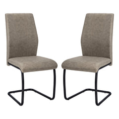 Set of 2 chairs / 39"H / Taupe Fabric / Black Metal