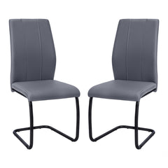 Set of 2 chairs / 39"H / Gray Faux Leather / Metal