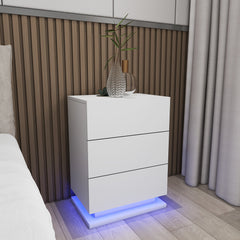 Table de chevet avec LED - Raphael - Blanc