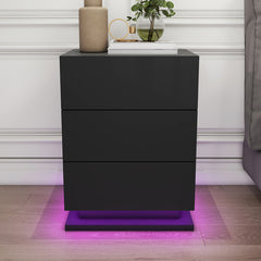 Table de chevet avec LED - Raphael - Noir