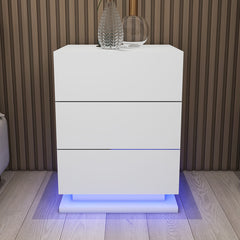 Table de chevet avec LED - Raphael - Blanc