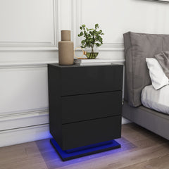 Table de chevet avec LED - Raphael - Noir