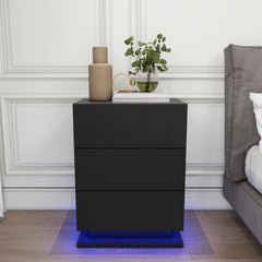 Table de chevet avec LED - Raphael - Noir