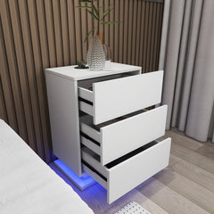 Table de chevet avec LED - Raphael - Blanc