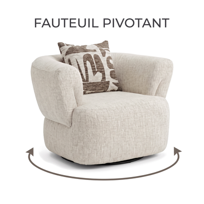 Celine - Swivel Chair - Beige Fabric
