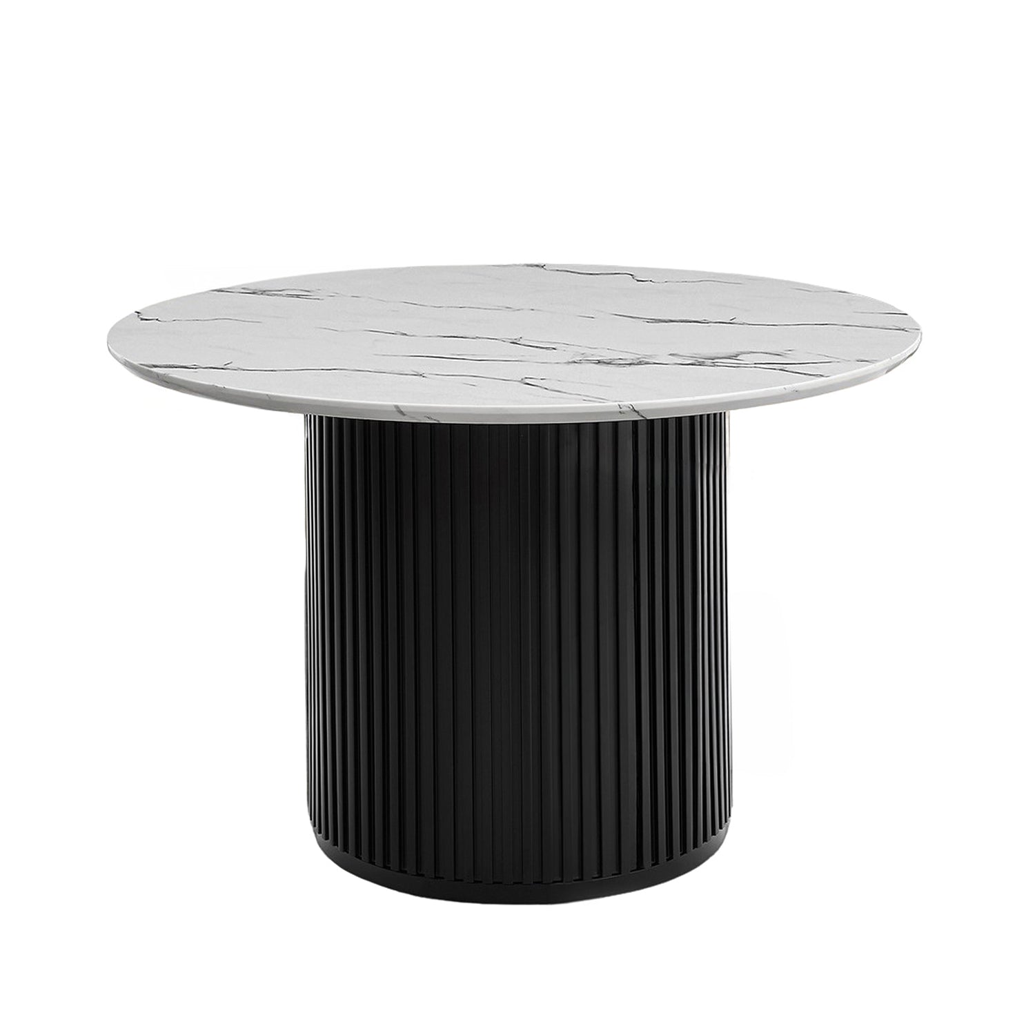 Nolan - Table à Manger Ronde - Faux Marbre Blanc