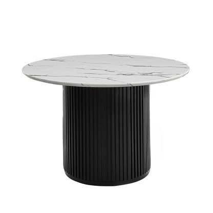 Nolan/Iso - Dining Room Set - White and Black Faux Marble