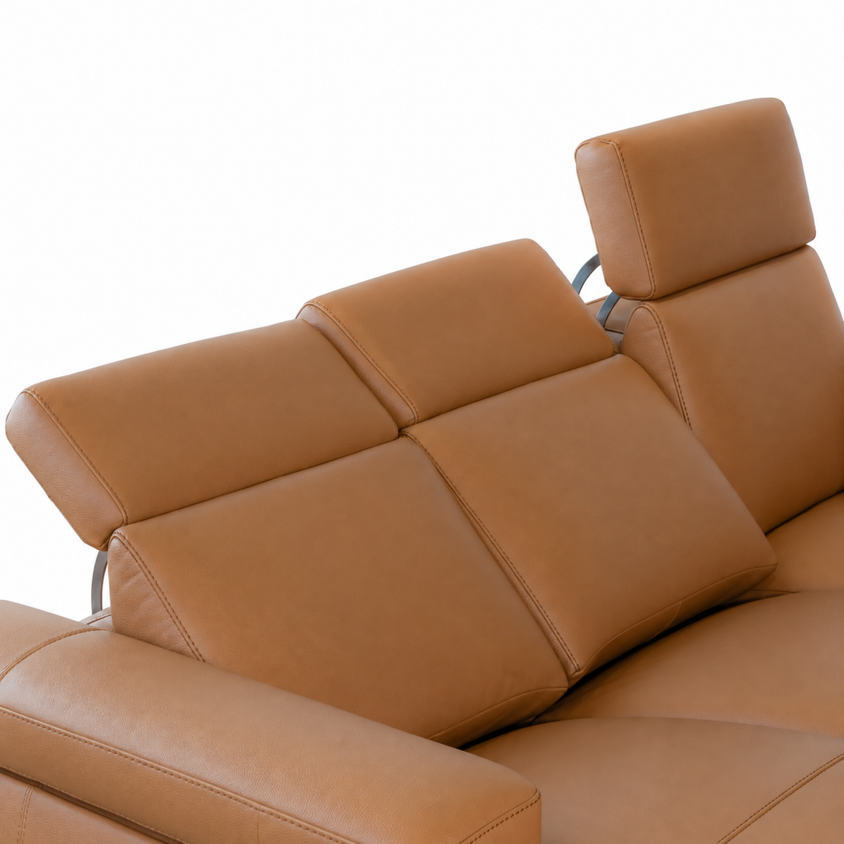 Levanto - Sectionnel inclinable motorisée - Cuir Véritable Cognac