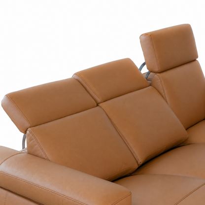 Levanto - Sectionnel inclinable motorisée - Cuir Véritable Cognac