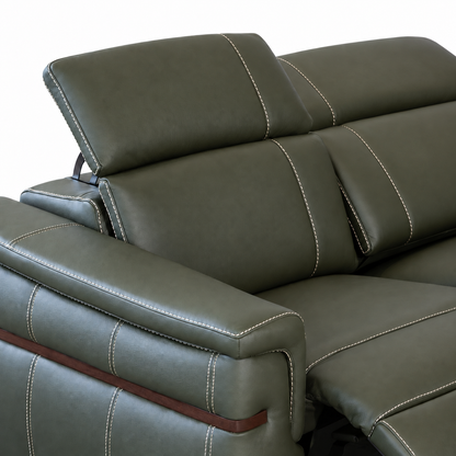Montello - Sofa Condo inclinable motorisée - Cuir Véritable Vert