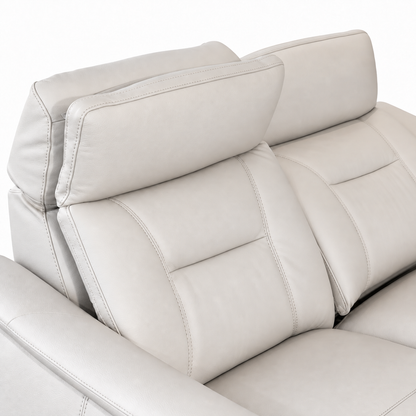 Bellano - Sofa Condo inclinable motorisée - Cuir Véritable Ivoire