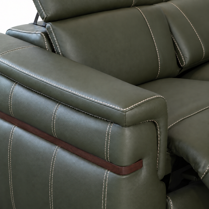 Montello - Sofa Condo inclinable motorisée - Cuir Véritable Vert