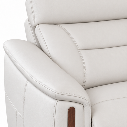 Bellano - Sofa Condo inclinable motorisée - Cuir Véritable Ivoire