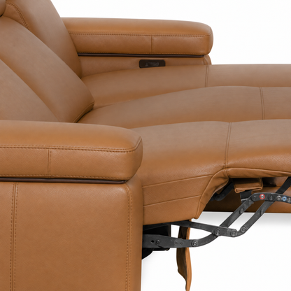 Levanto - Sectionnel inclinable motorisée - Cuir Véritable Cognac