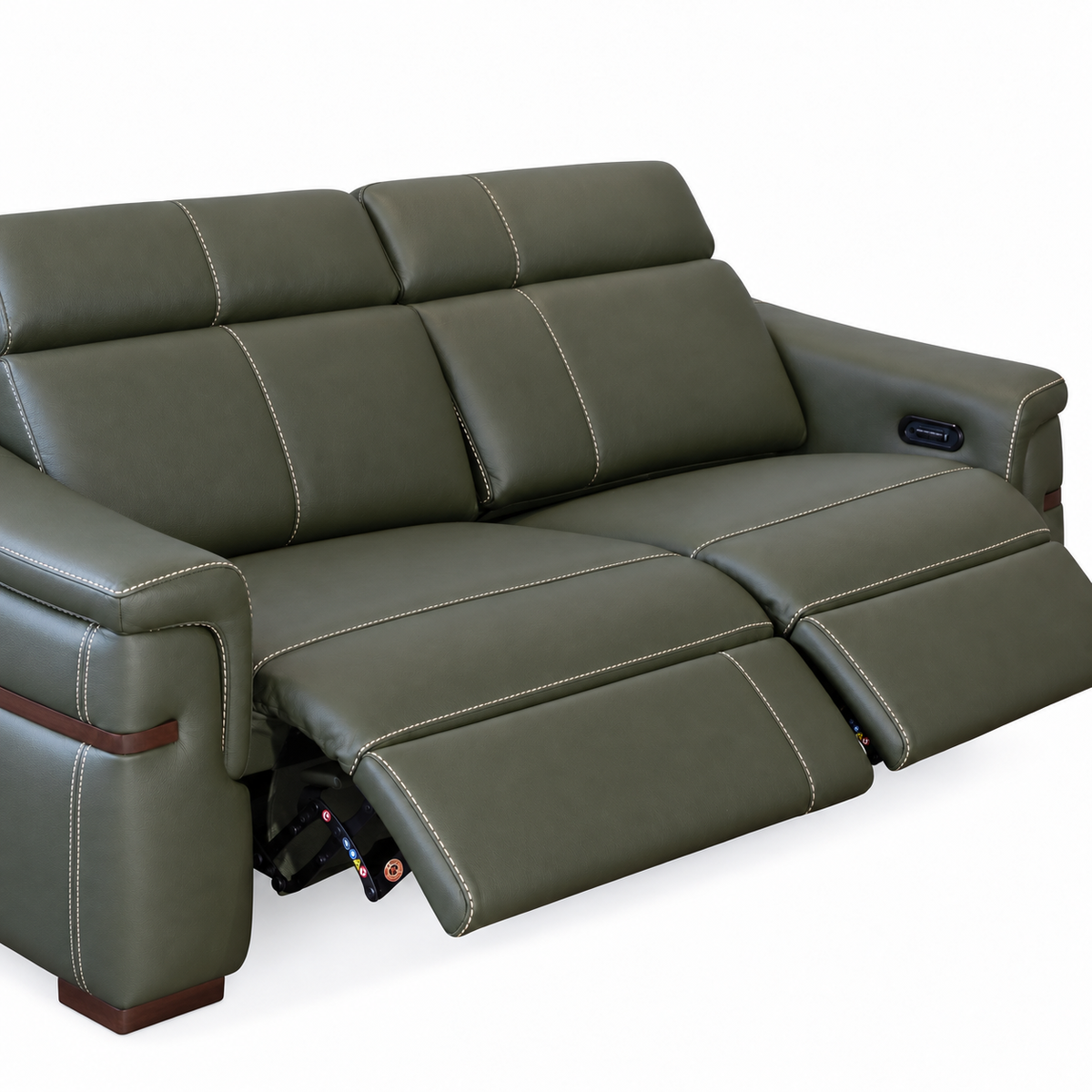 Montello - Sofa Condo inclinable motorisée - Cuir Véritable Vert