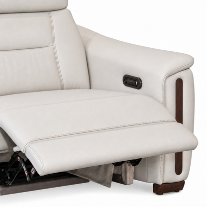 Bellano - Sofa Condo inclinable motorisée - Cuir Véritable Ivoire