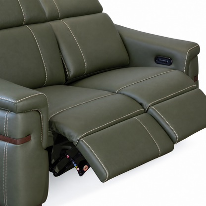 Montello - Causeuse inclinable motorisée - Cuir Véritable Vert