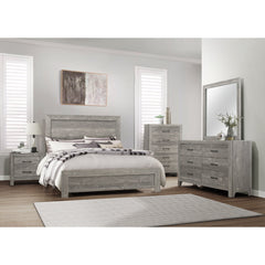 BED - KING / GREY FAUX WOOD
