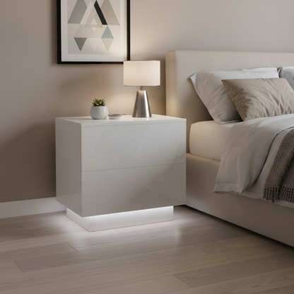 Tara - Table de chevet avec LED - Blanc